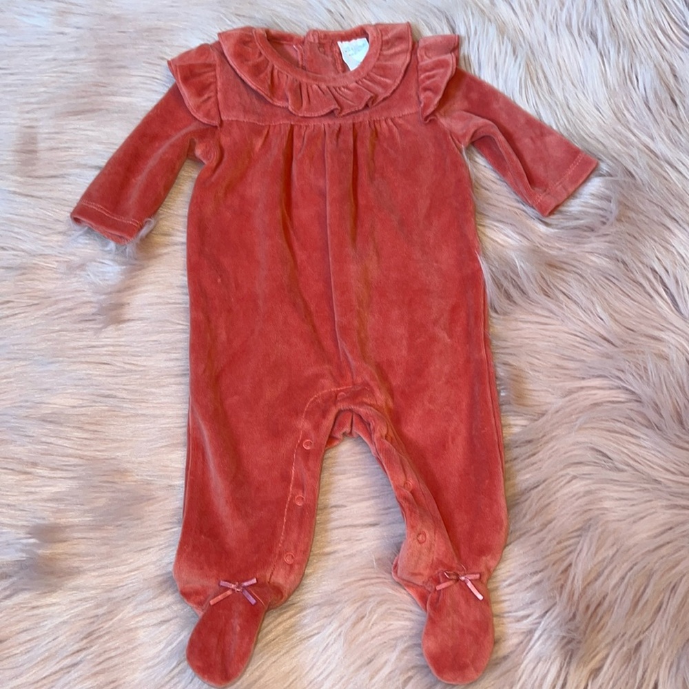 Dillards brand Starting Out 3 month footed velour onesie